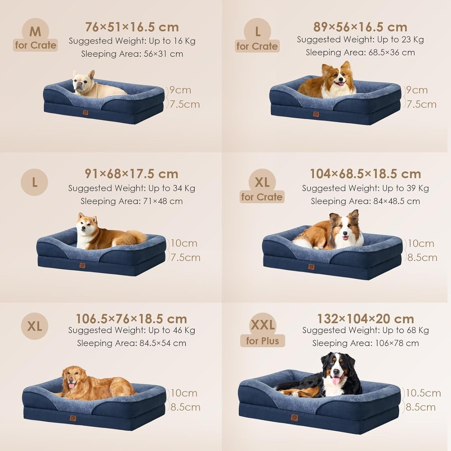 Medium Waterproof Orthopedic Dog Sofa Bed Memory Foam 76x51x16cm