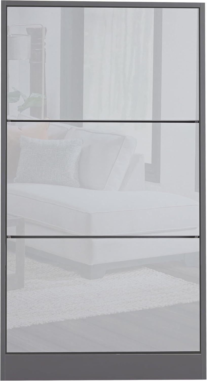 Slim High Gloss 3 Drawer Shoe Cabinet – Space-Saving Storage Organizer