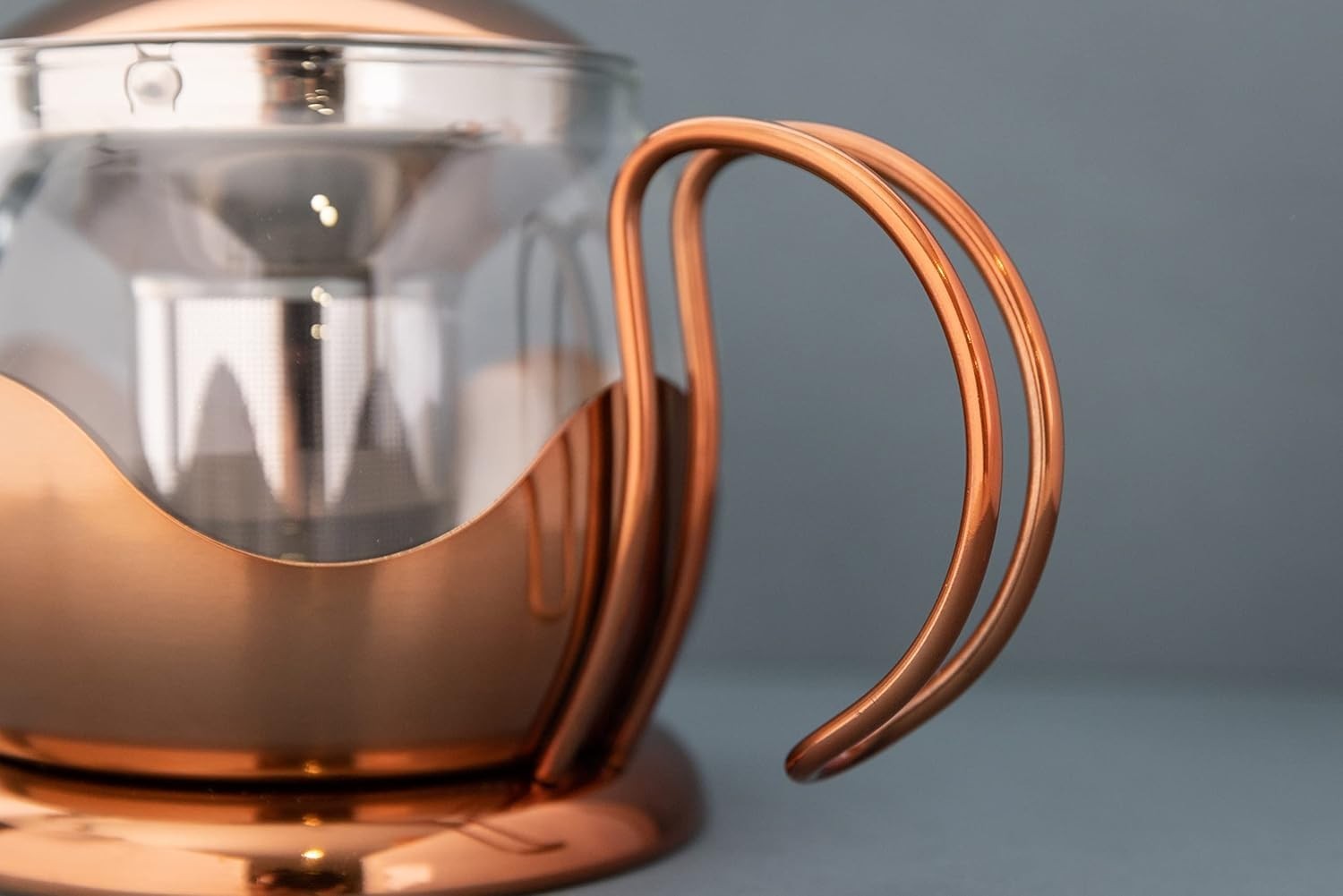 Glass Teapot 1.2L Loose Leaf Tea Pot Infuser Copper Borosilicate