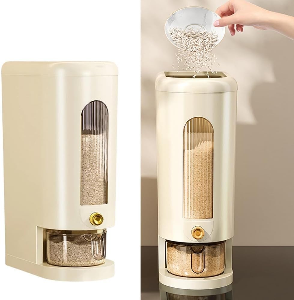 10KG Sealed Rice Bucket Automatic Cereal Dispenser Moisture Proof Bin