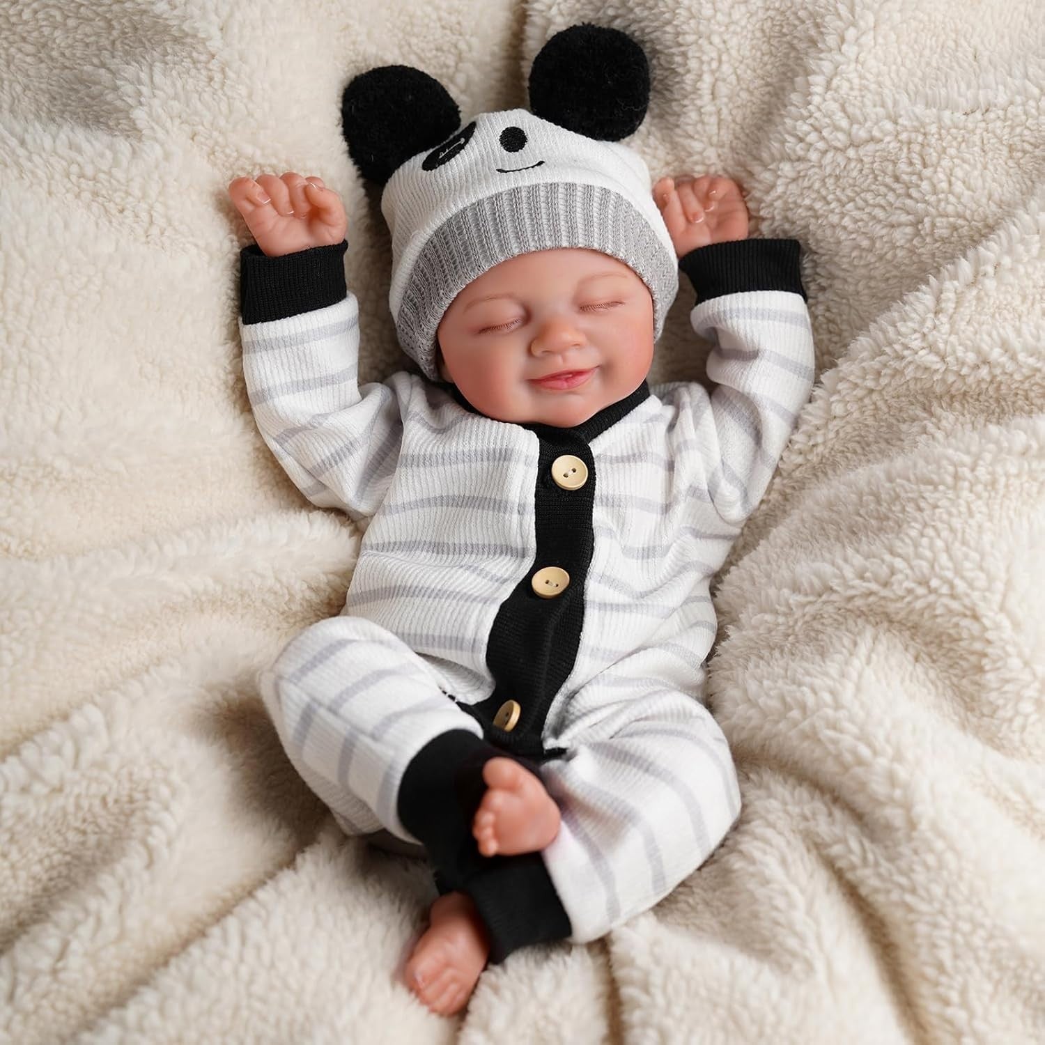 17” Reborn Baby Doll Soft Cloth Body Smiling Newborn Girl