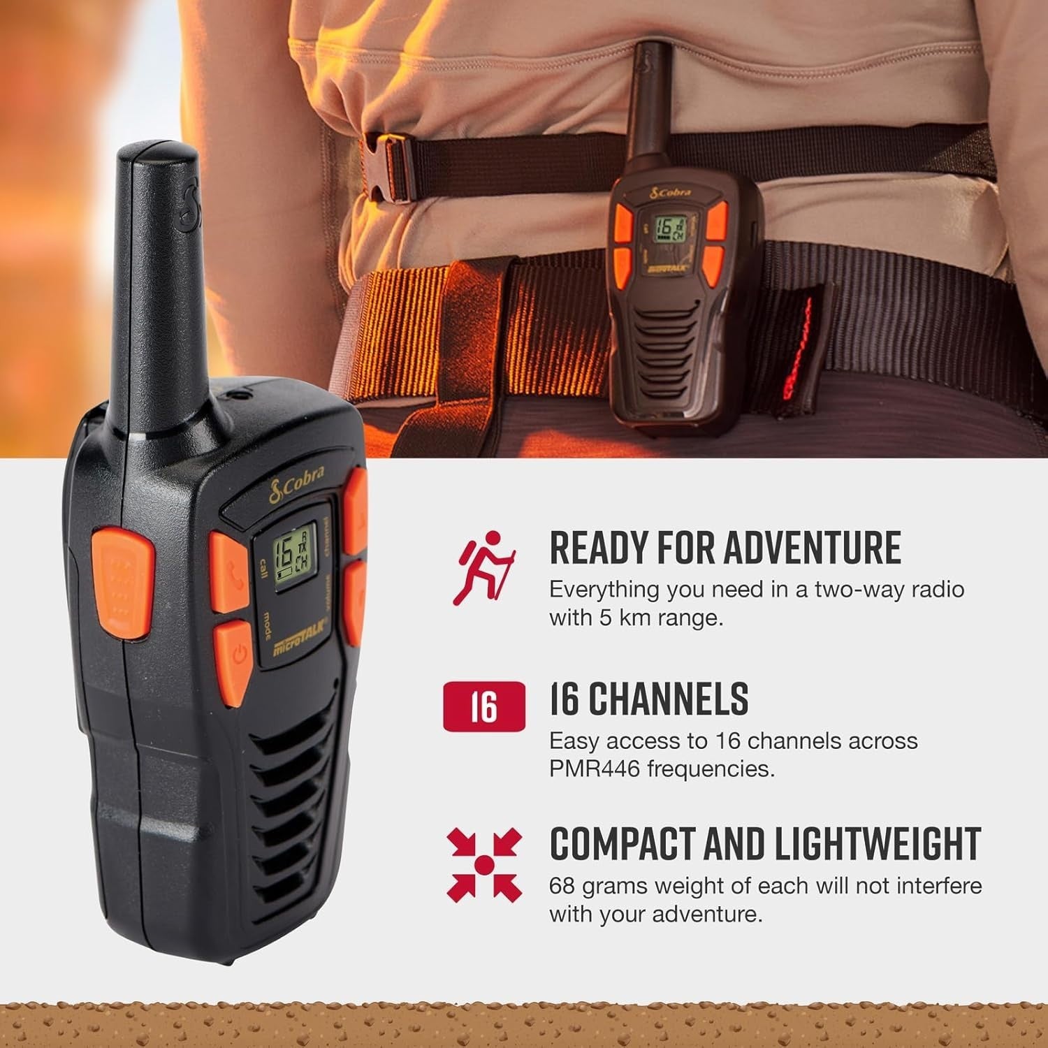 Walkie Talkies 2 Pack Long Range 5KM Rechargeable 8 Channel Radio