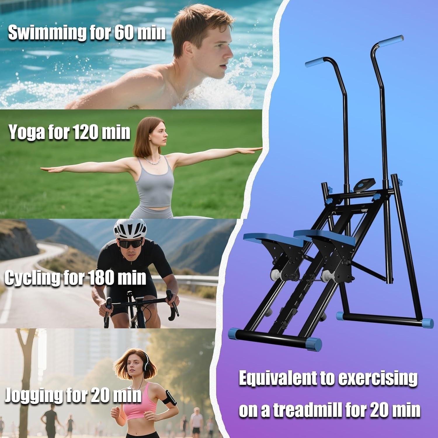Foldable Stair Stepper Machine for Home w/ Adjustable Speed & Handle