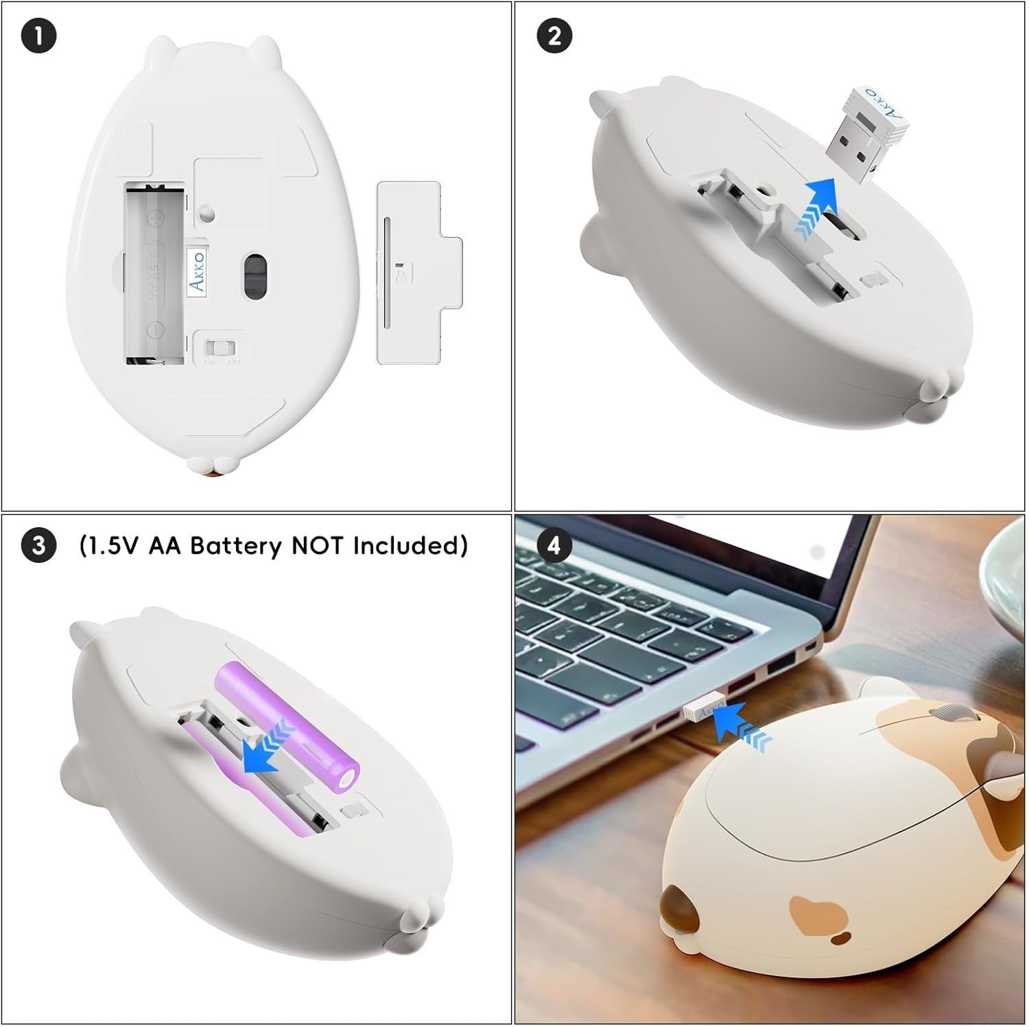Calico Cat Wireless Mouse 3200 DPI Bluetooth 2.4G Silent PC