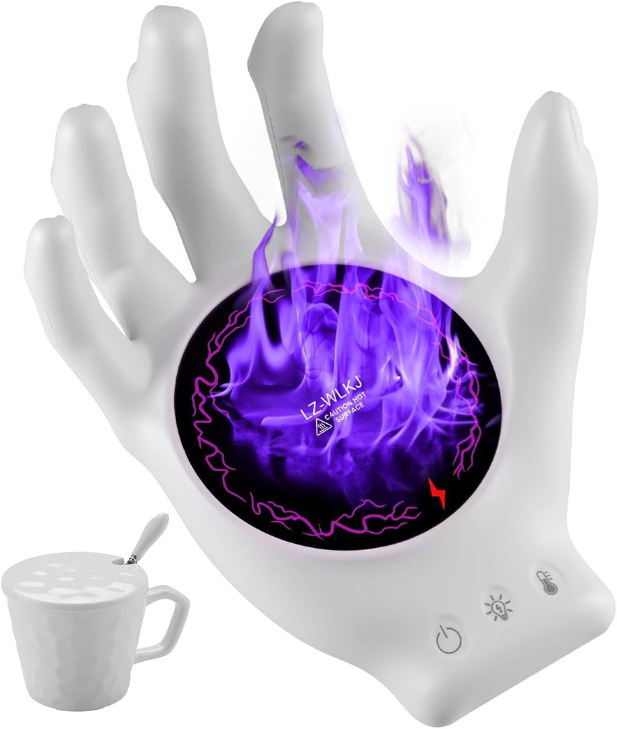 White Devil Hand Coffee Mug Warmer Set 3 Temp 8H Auto Off