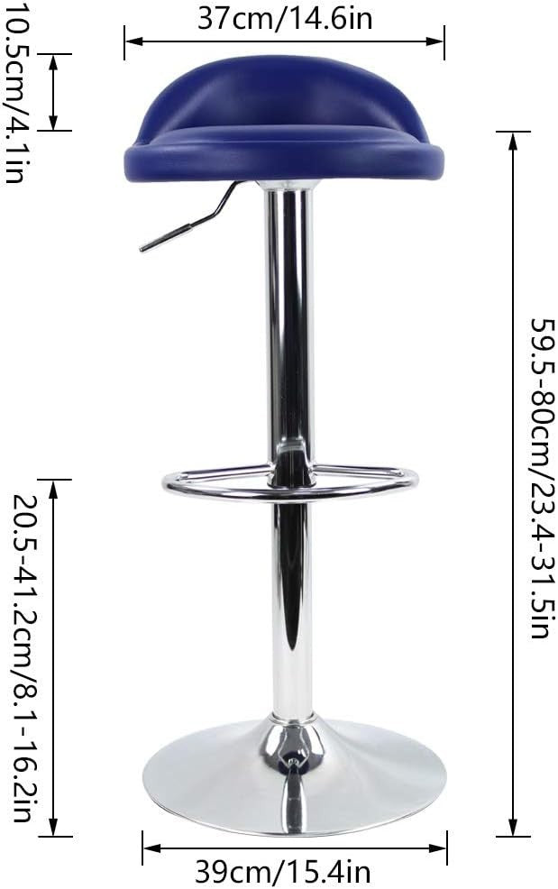 Blue Round Adjustable Swivel Bar Stool PU Leather Home Kitchen
