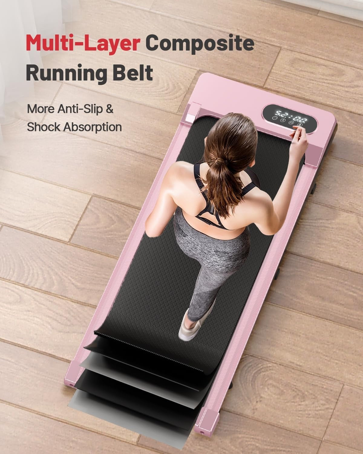 Under Desk Treadmill Walking Pad LED Display Remote 8km/h Compact Home