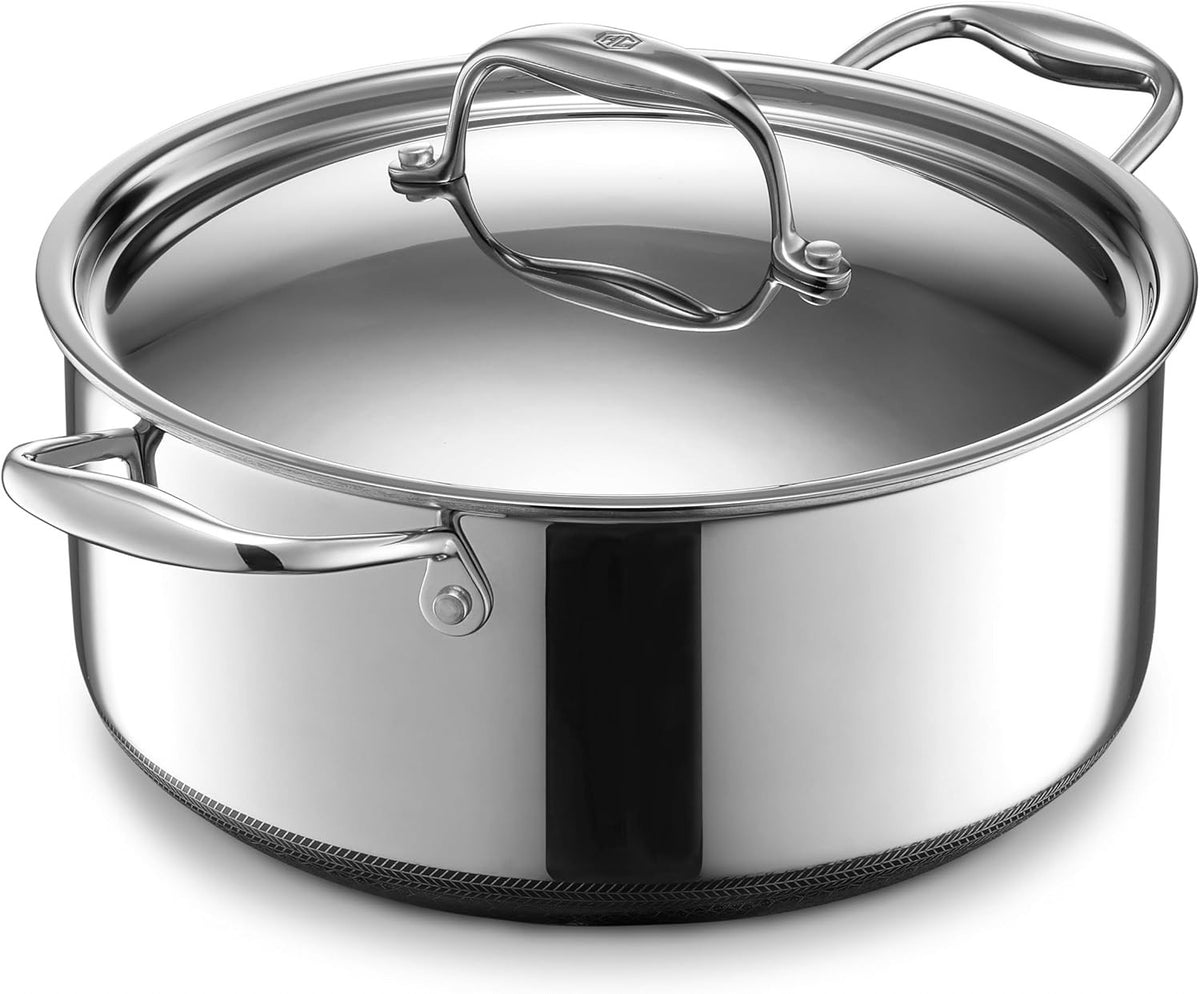 5L Non Stick Dutch Oven with Lid – Induction & Oven Safe Stainless Steel Pot