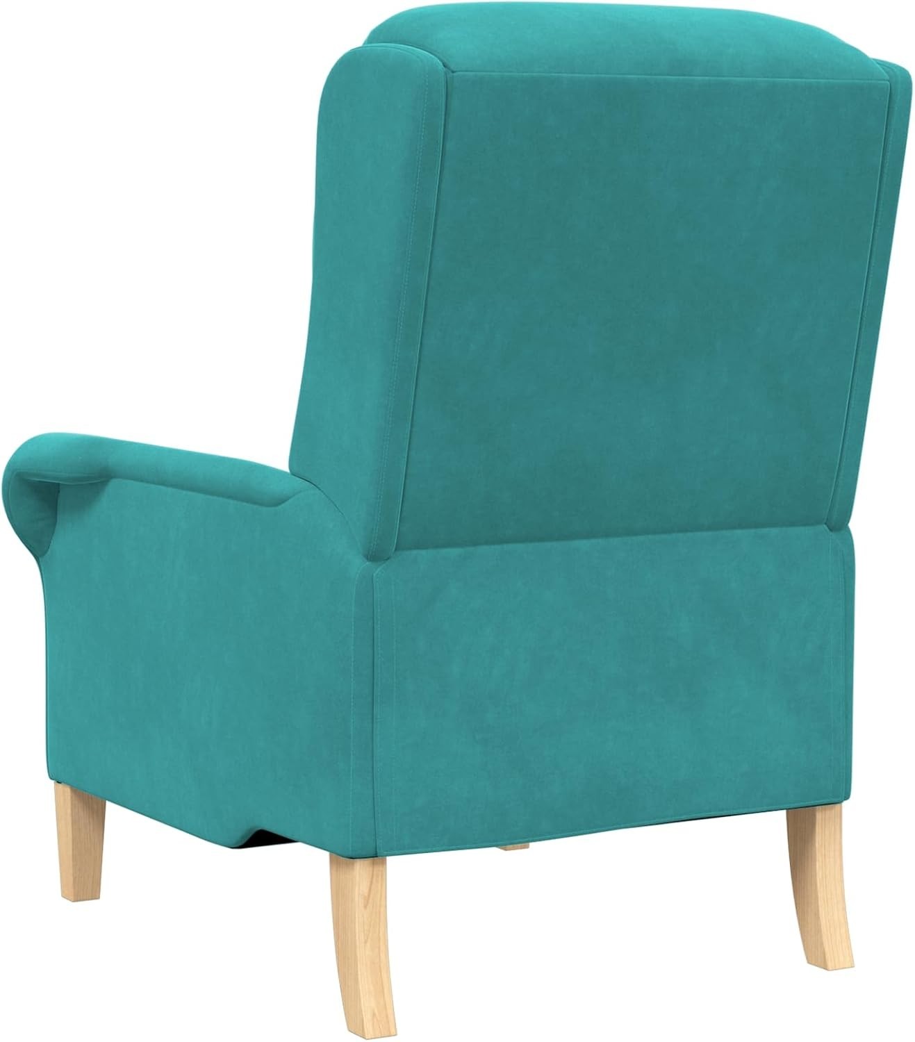 Turquoise Recliner Armchair Fabric Wingback Chair Wood Legs Lounge
