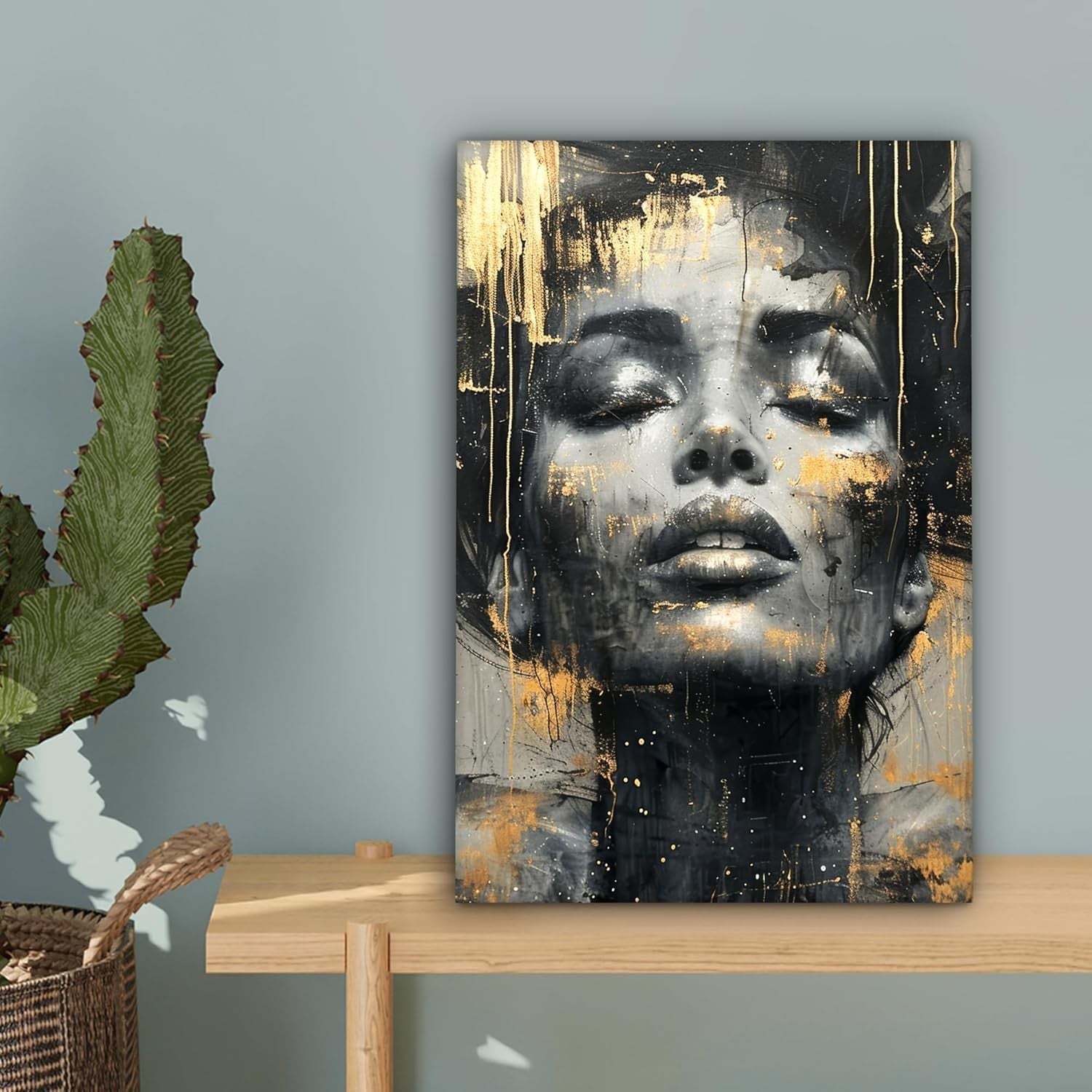 Abstract Woman Canvas Wall Art 20x30cm Gold Glamour Framed Print