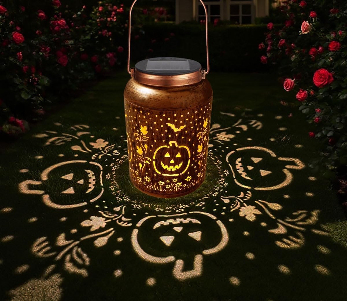 Halloween Pumpkin Solar Lantern Outdoor LED Garden Decor
