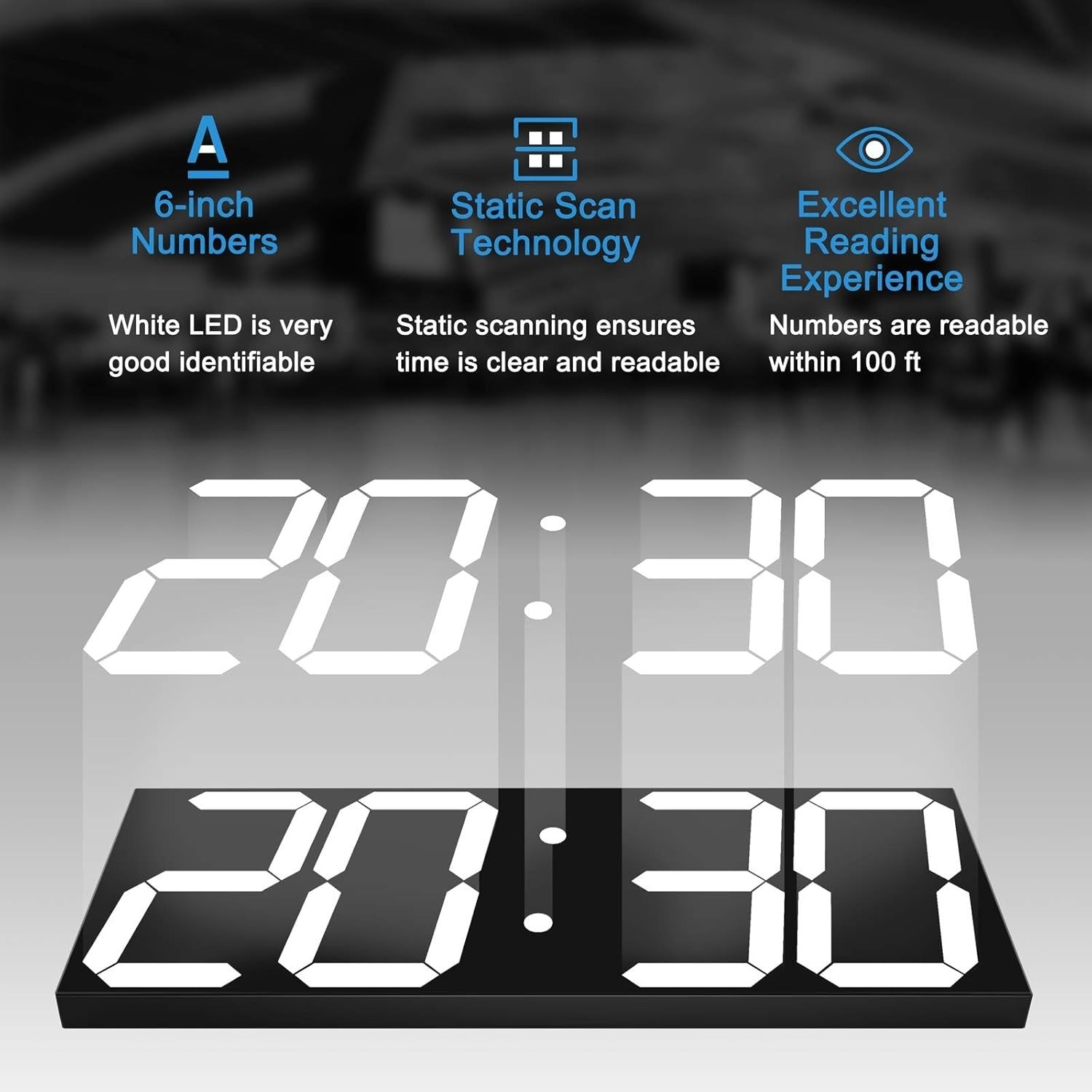 18” Digital Wall Clock LED Timer Thermometer Calendar USB White Large