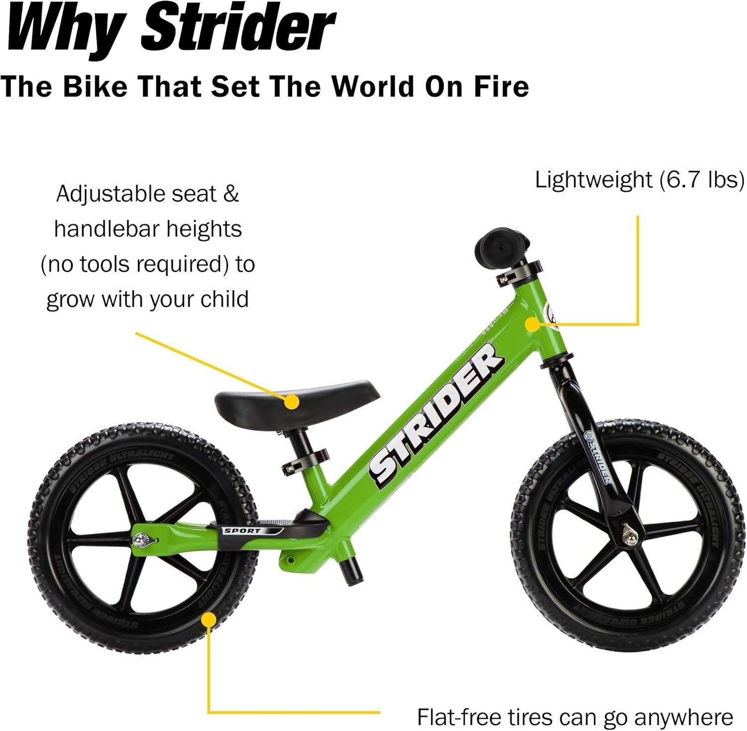 12 Inch Balance Bike Kids No Pedal Bicycle Adjustable Seat Age 1-4