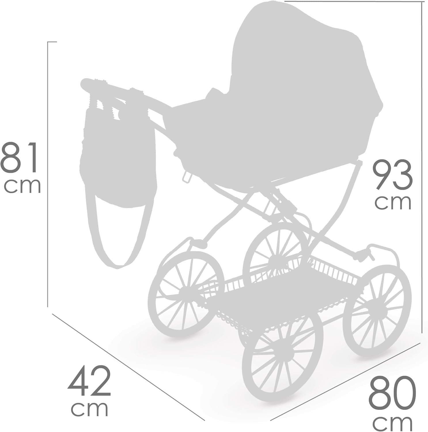 Vintage Dolls Pram Foldable Pushchair Adjustable Handle Classic Toy