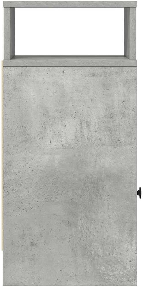 Concrete Grey Bedside Table with Drawer & Shelves | Modern Nightstand