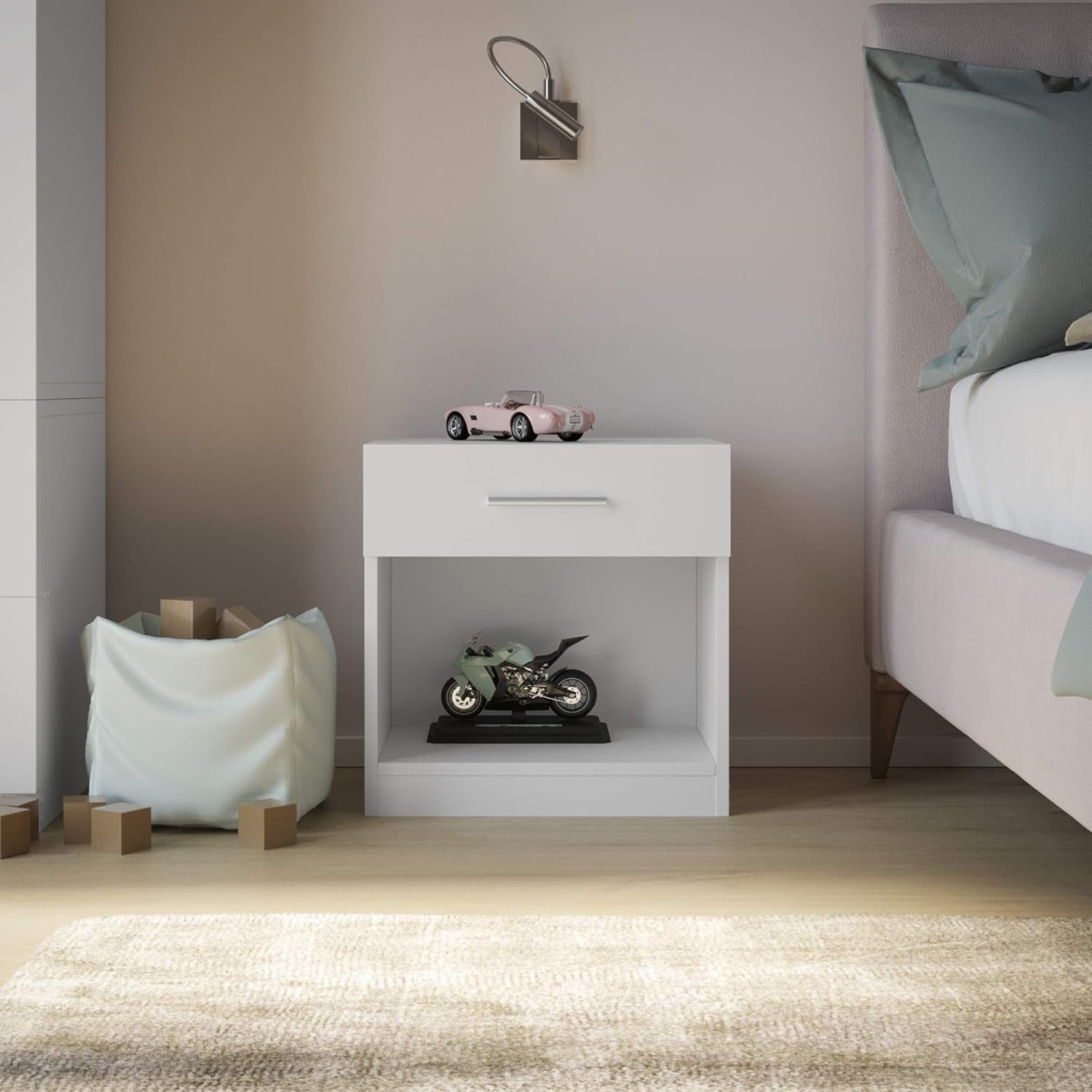 Kids 3-Piece Bedroom Set with Wardrobe, Chest & Bedside Table, White