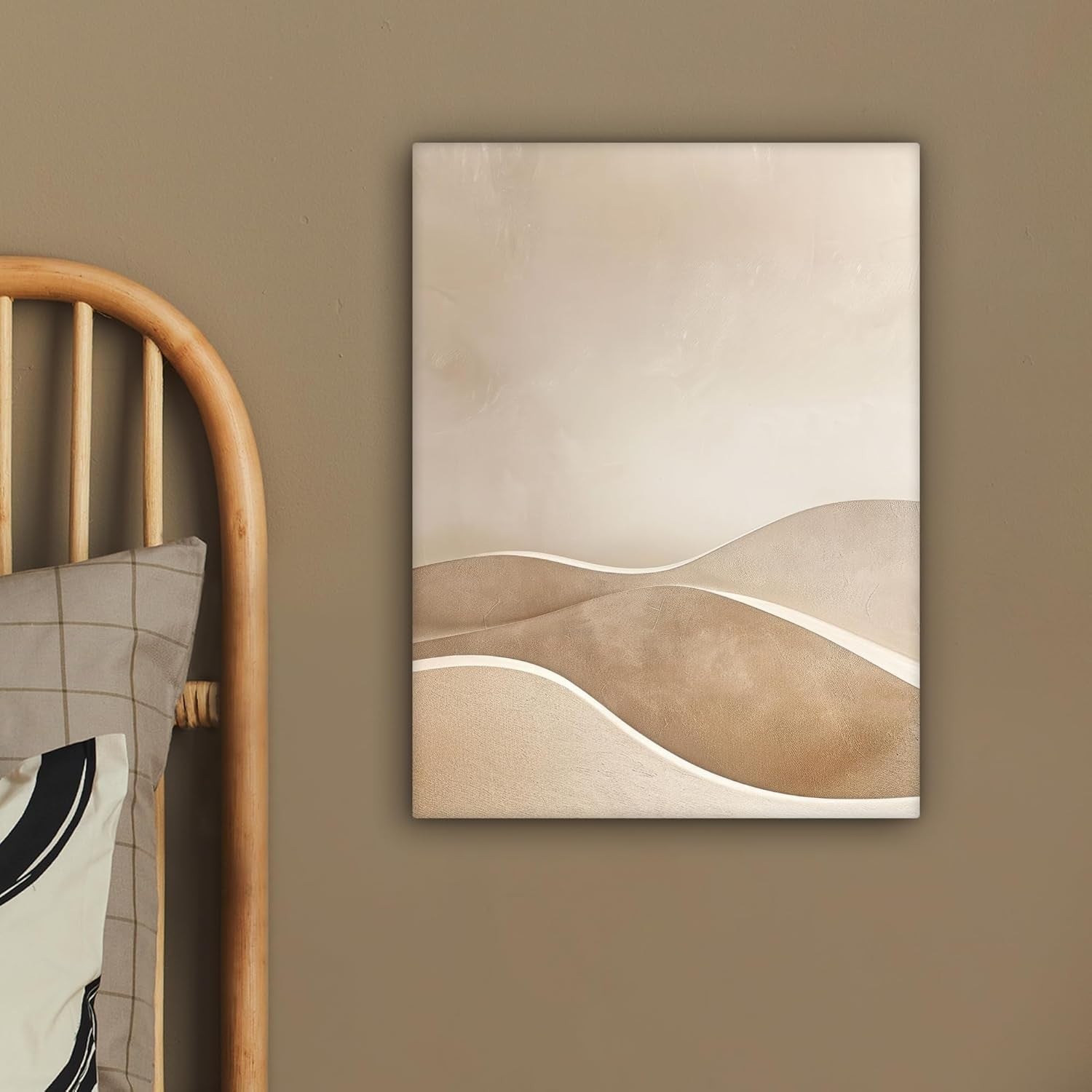 Beige Hills Canvas Wall Art 30x40cm Framed Modern Neutral