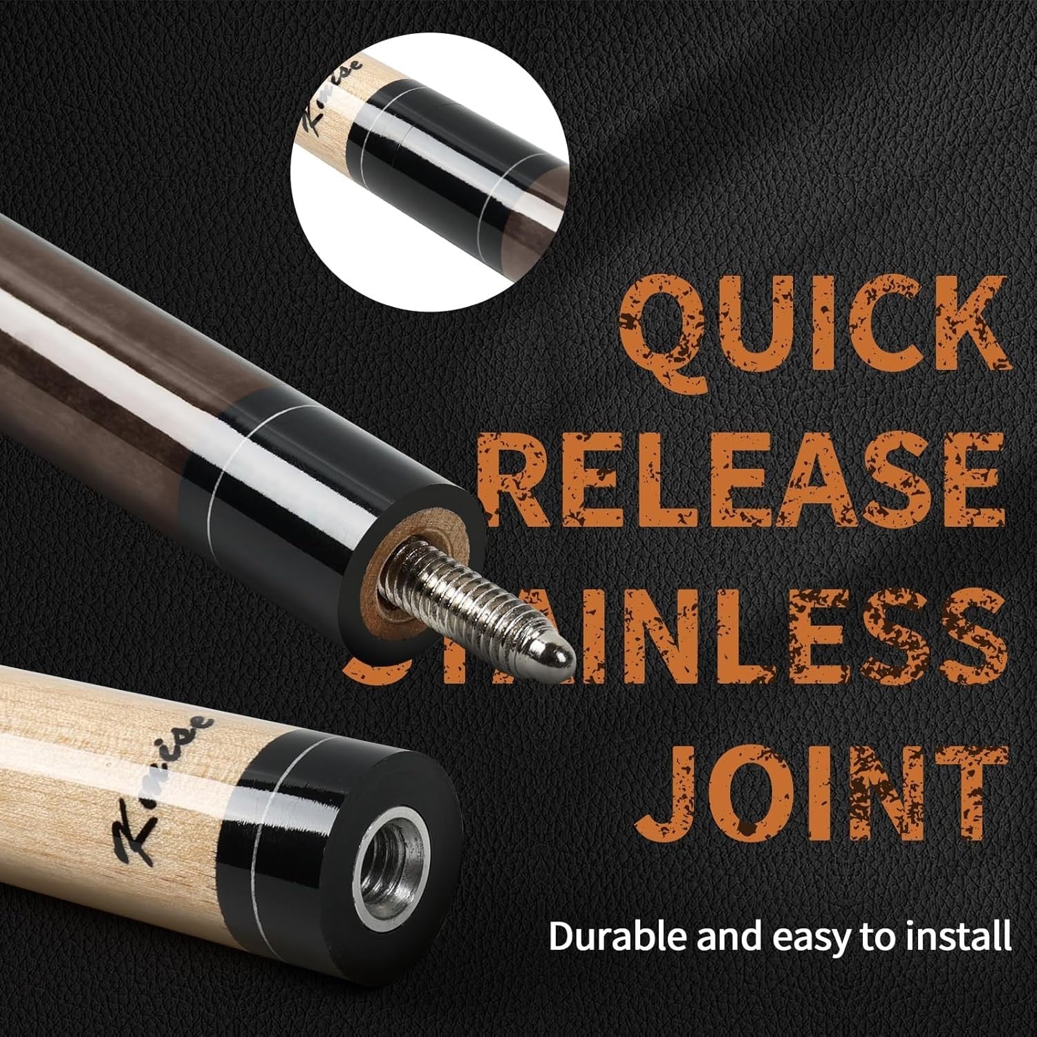 58in Low Deflection Pool Cue Maple Shaft 13mm Tip 3D Grip 18oz