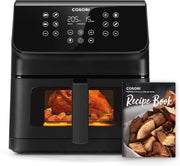 6.2L Air Fryer With Viewing Window 1700W Quiet 12 Presets Shake Reminder