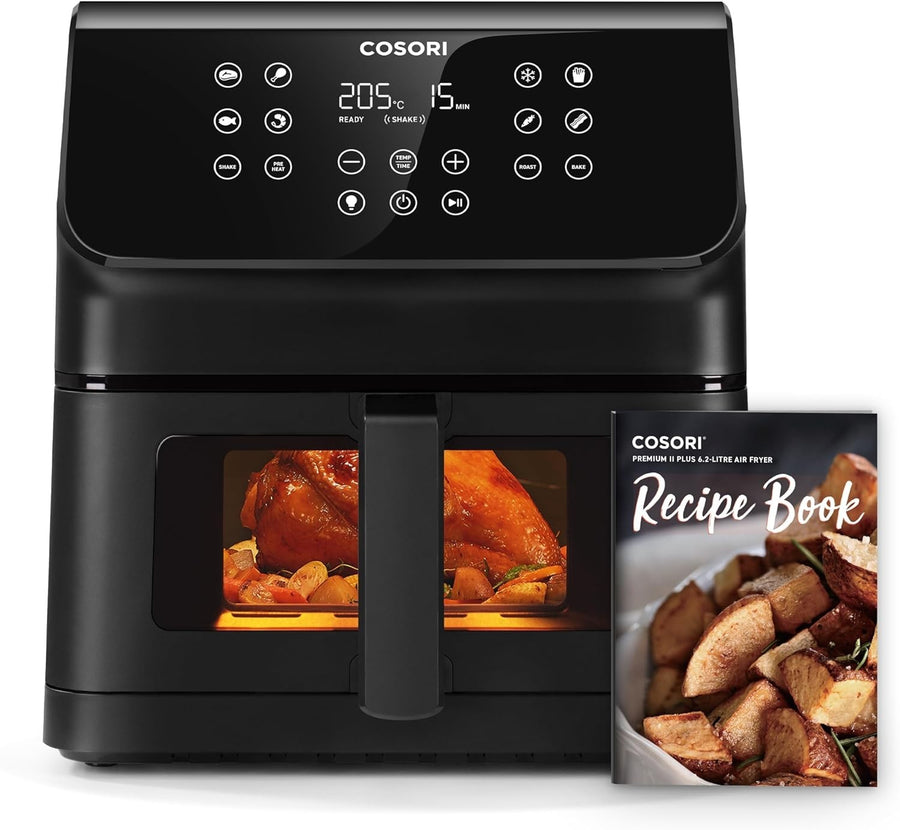 6.2L Air Fryer With Viewing Window 1700W Quiet 12 Presets Shake Reminder