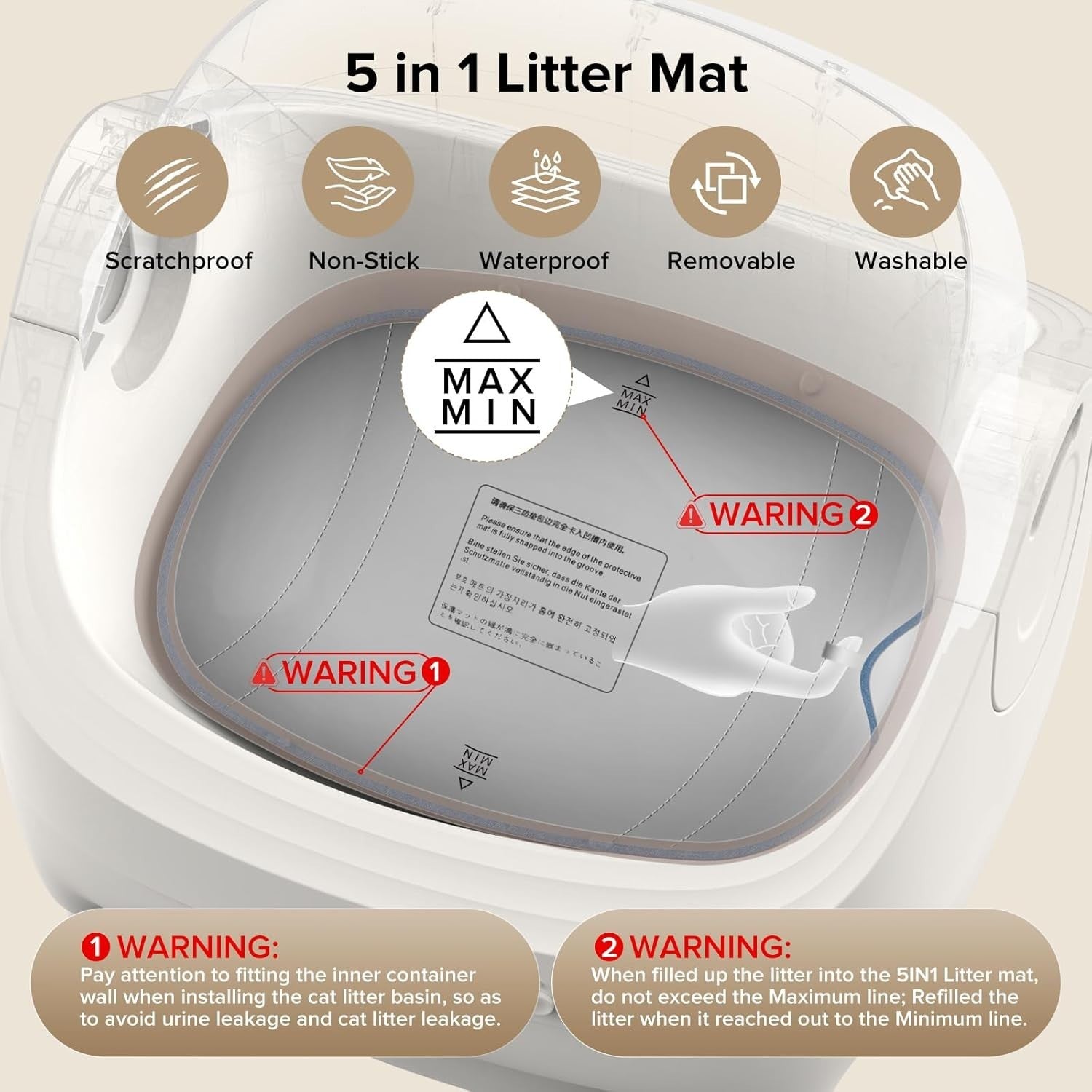 Self Cleaning Cat Litter Box Smart App Control 78L Odor Removal Auto