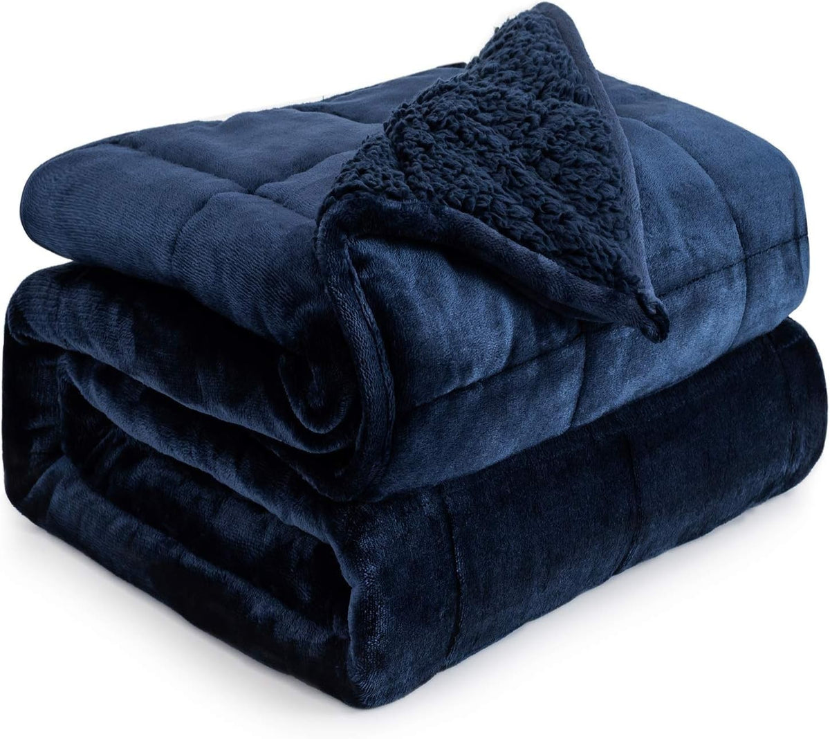 15lbs Sherpa Weighted Blanket 60x80" Queen Navy Blue for Bed & Sofa