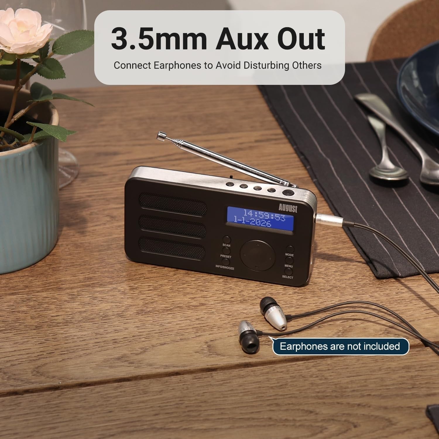 Portable DAB/DAB+/FM Digital Radio with Alarm, AUX & Rechargeable Battery
