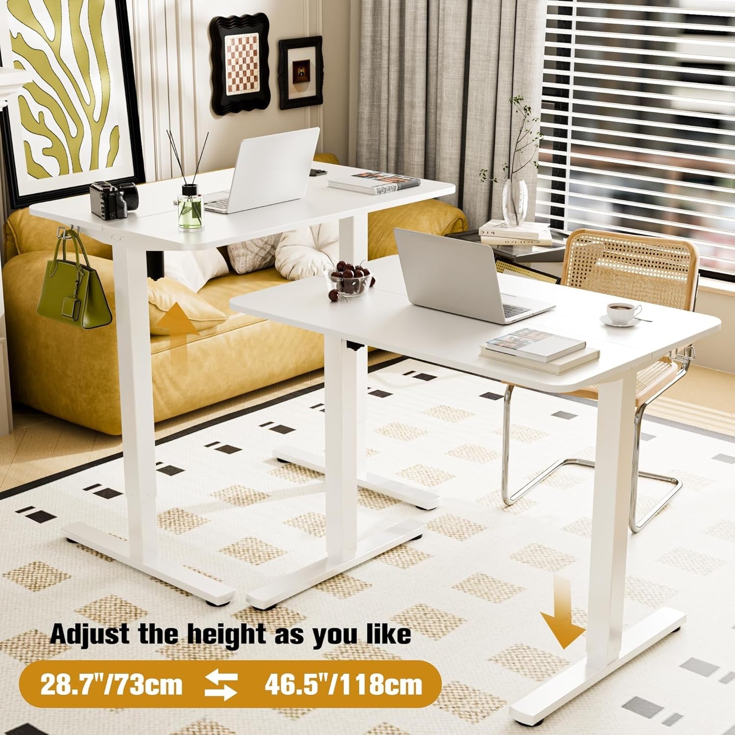 Electric Standing Desk Height Adjustable Stand Home Office Table 90x60cm