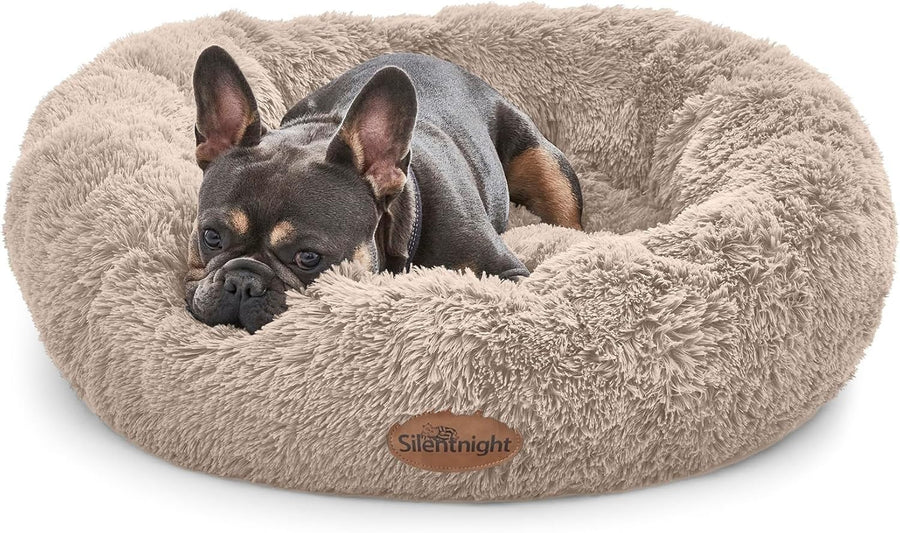 85cm Calming Donut Dog Bed Plush Washable Anti Anxiety Natural