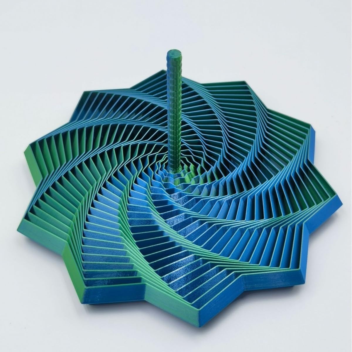3D Printed Fractal Fidget Star Rotating Spiral Stress Relief Toy