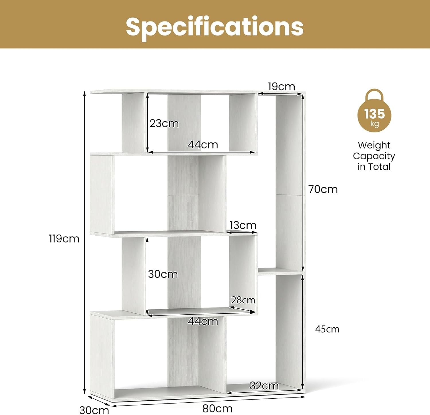 6-Cube Modern Bookshelf Freestanding Storage Unit with Anti-Tip Design White