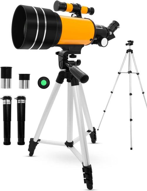 70mm Space Telescope 150x Magnification Kids Beginner Scope Tripod Yellow
