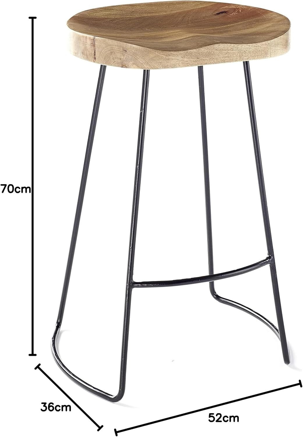 Designer Kitchen Bar Stool | Black Frame 70cm High Pub Chair