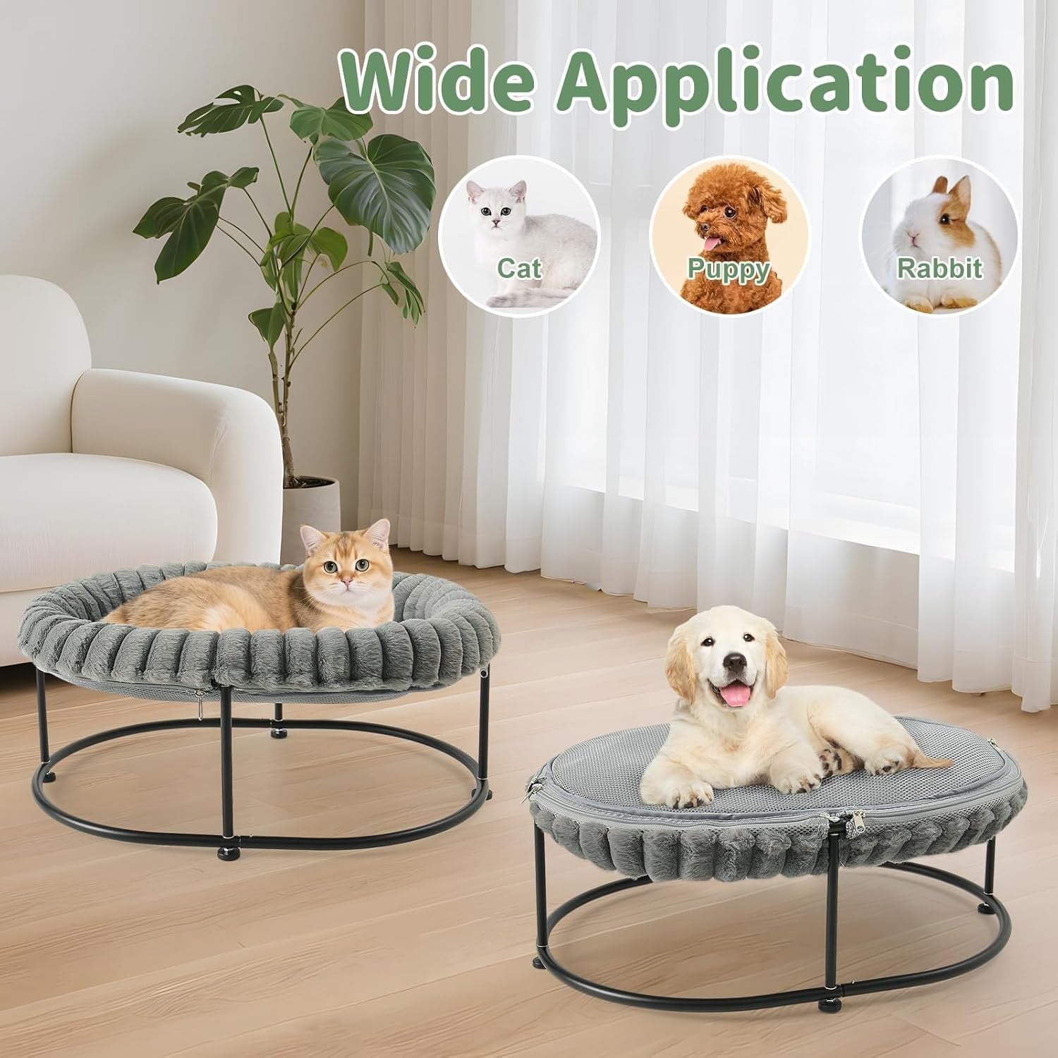 Elevated Cat Bed Raised Pet Hammock Sofa Metal Frame Washable Cushion