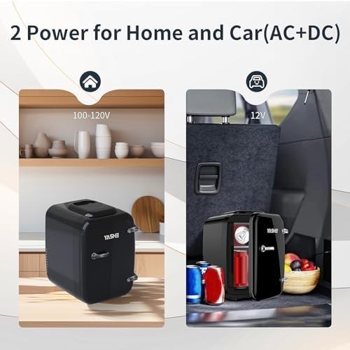4L Mini Fridge Cooler & Warmer | Portable AC/DC, Silent, 6 Cans Black