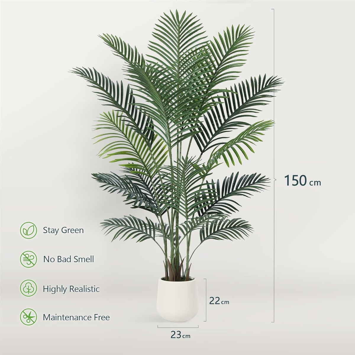 150cm Artificial Palm Tree in White Pot Tall Faux Green Indoor Home Decor