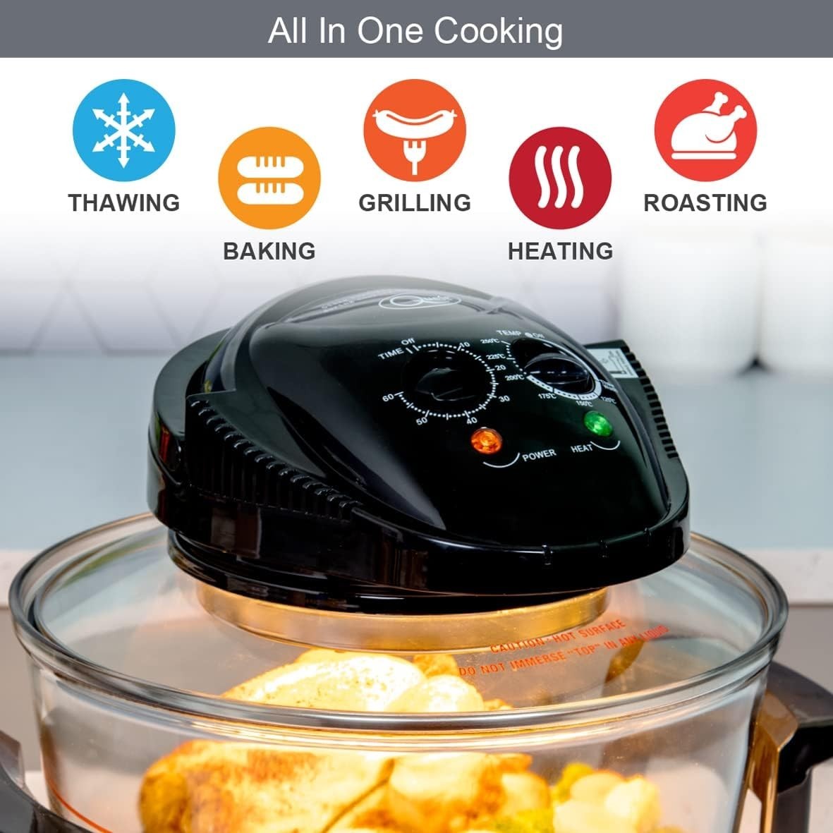 Halogen Air Fryer Oven 17L | Multi-Function, Self-Clean, Timer, Extender Ring