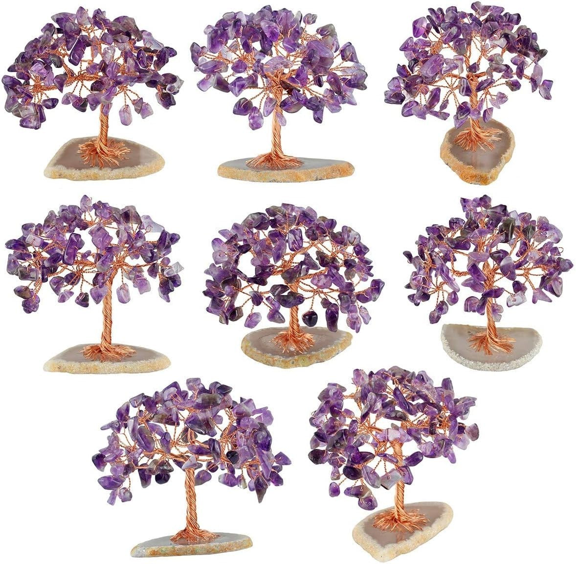 Natural Amethyst Gemstone Money Tree Ornament Healing Crystal Decor Gift