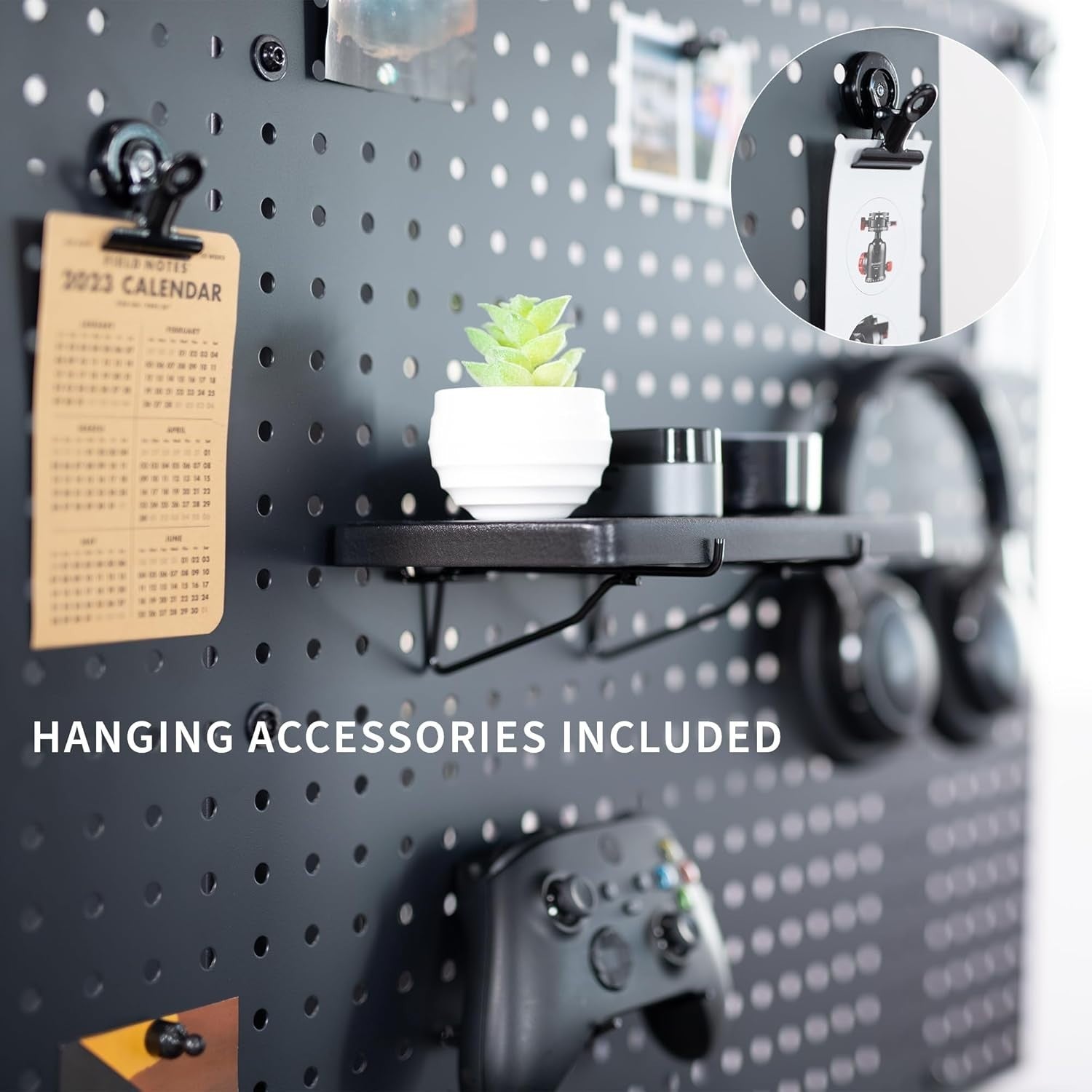Clamp-On Steel Desk Pegboard 76×61cm Magnetic Organizer Panel Black