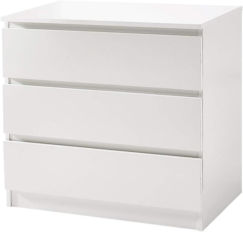 White 3 Drawer Chest | Modern Slim Storage Cabinet | Bedroom Hall Unit