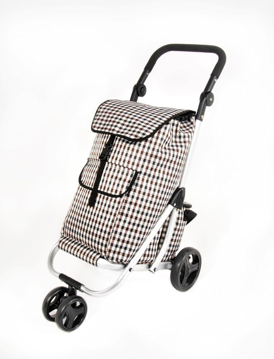 Folding Grocery Cart Lightweight 42L Shopping Trolley with Brakes & Cooler