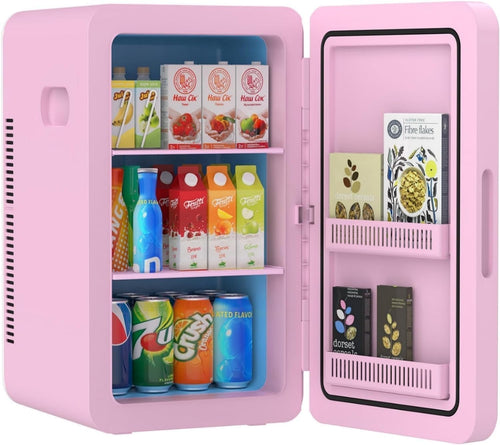 22L Mini Fridge Cooler & Warmer | Portable, Adjustable Shelves, 30 Cans Pink