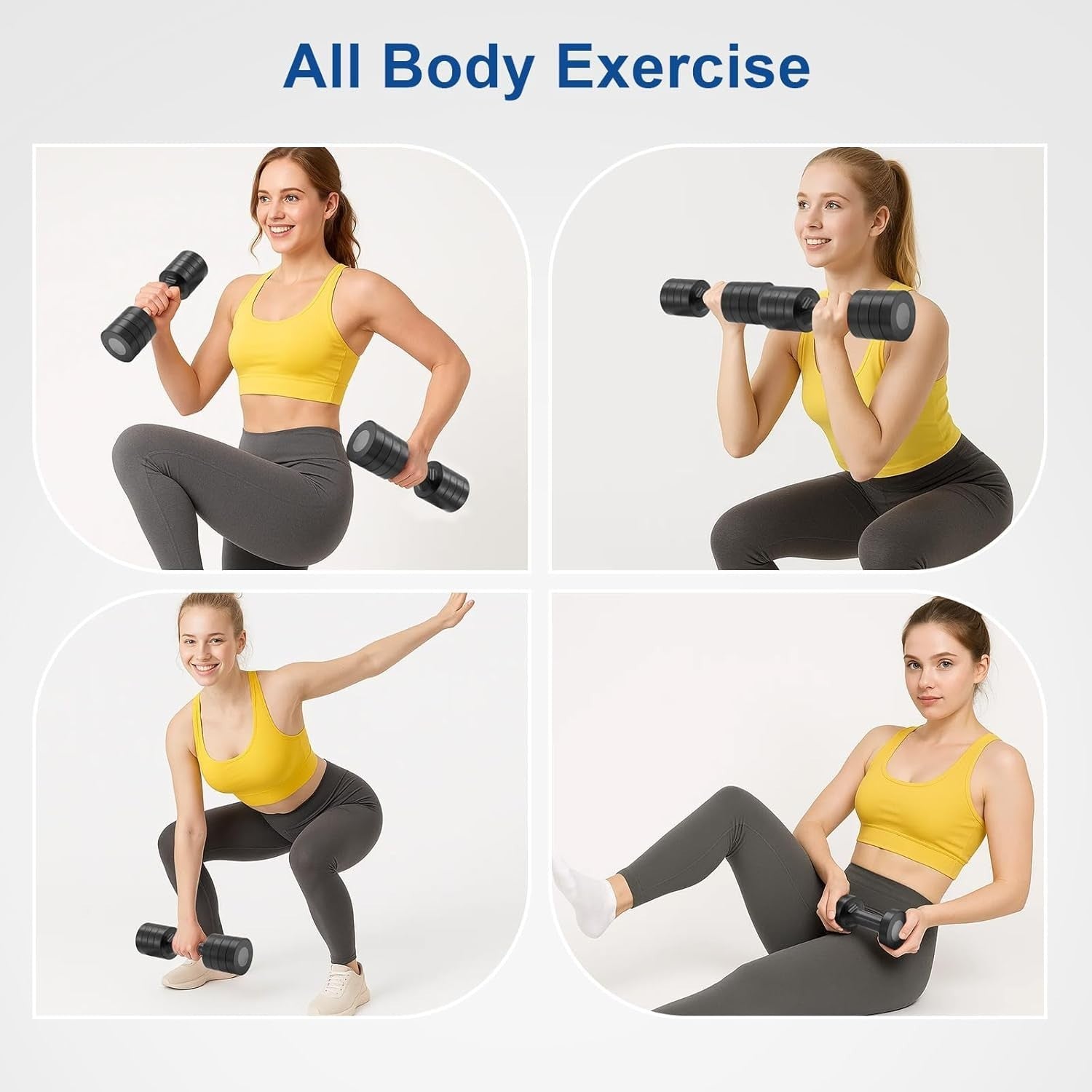 Adjustable Dumbbell Set 4-in-1 Hand Weights 1–2.5kg Home Gym Black