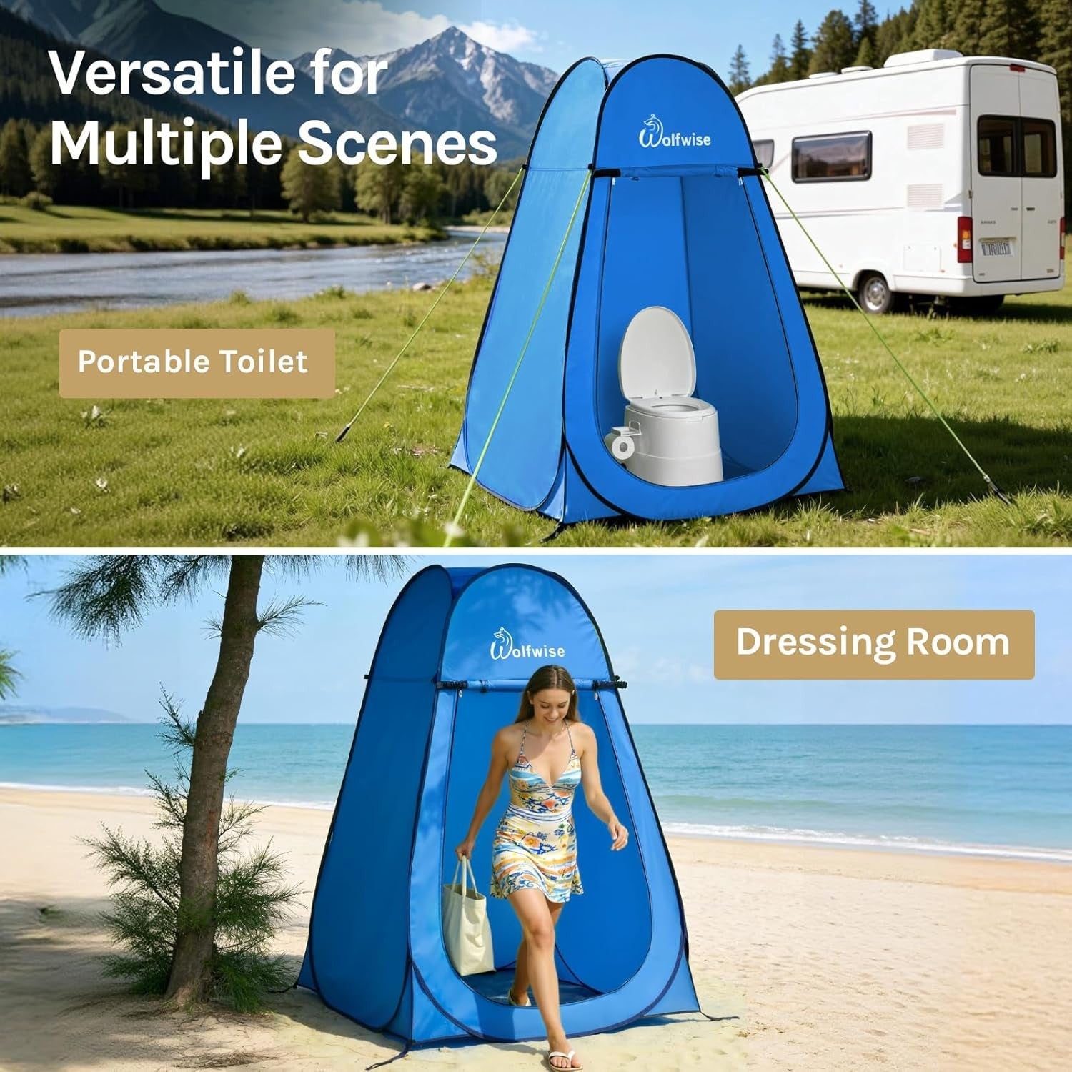 Pop Up Camping Shower Toilet Tent Blue Privacy Shelter
