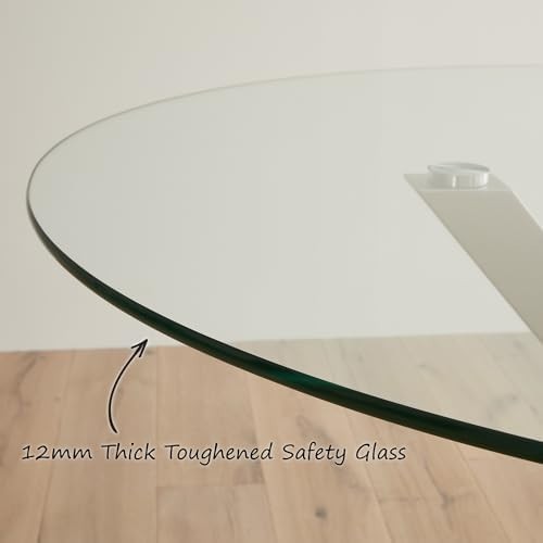 Round Glass Dining Table 150cm Grey Starburst Metal Base 6 Seater