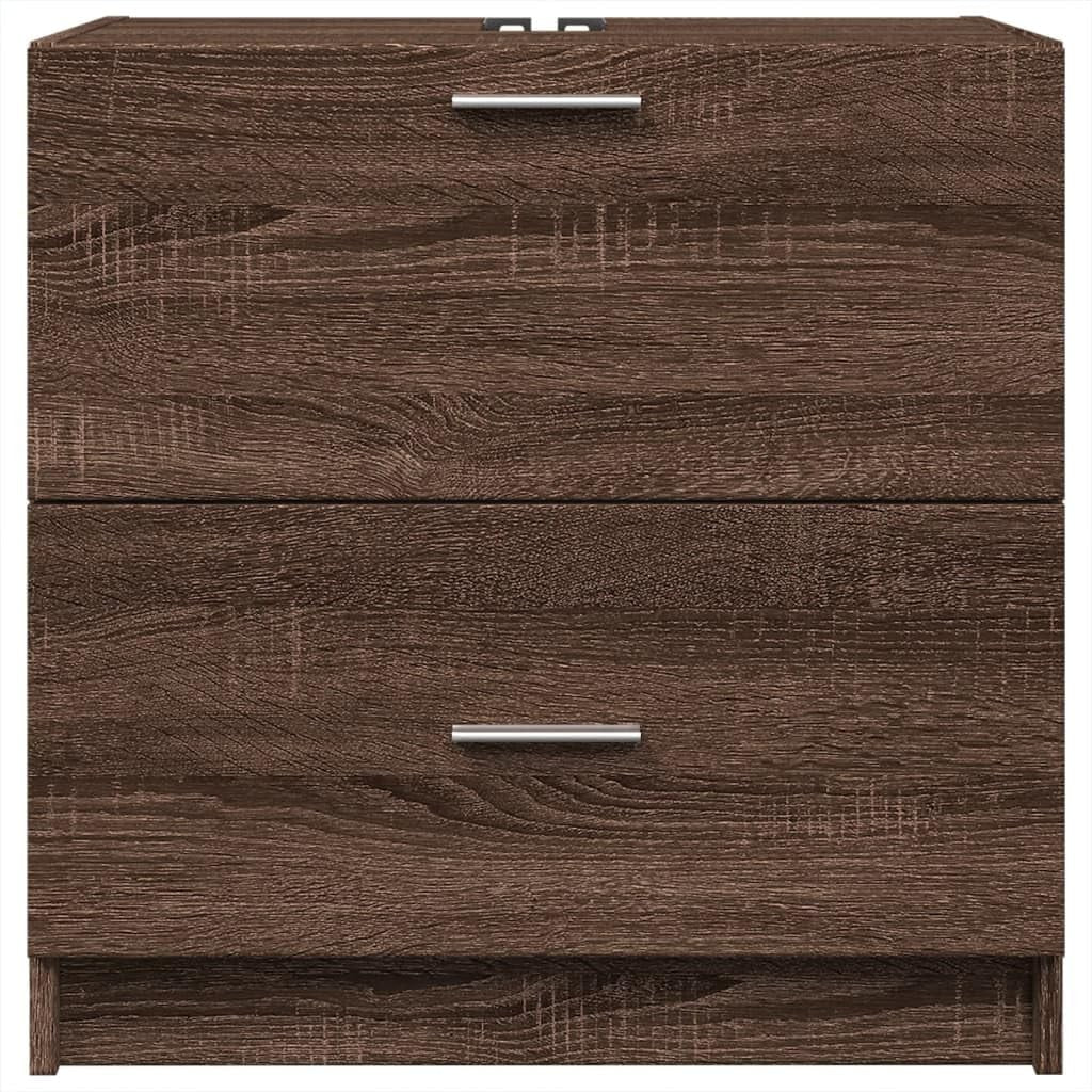 Brown Oak Under Sink Bathroom Cabinet Drawer Storage Unit 59x37x59cm Modern