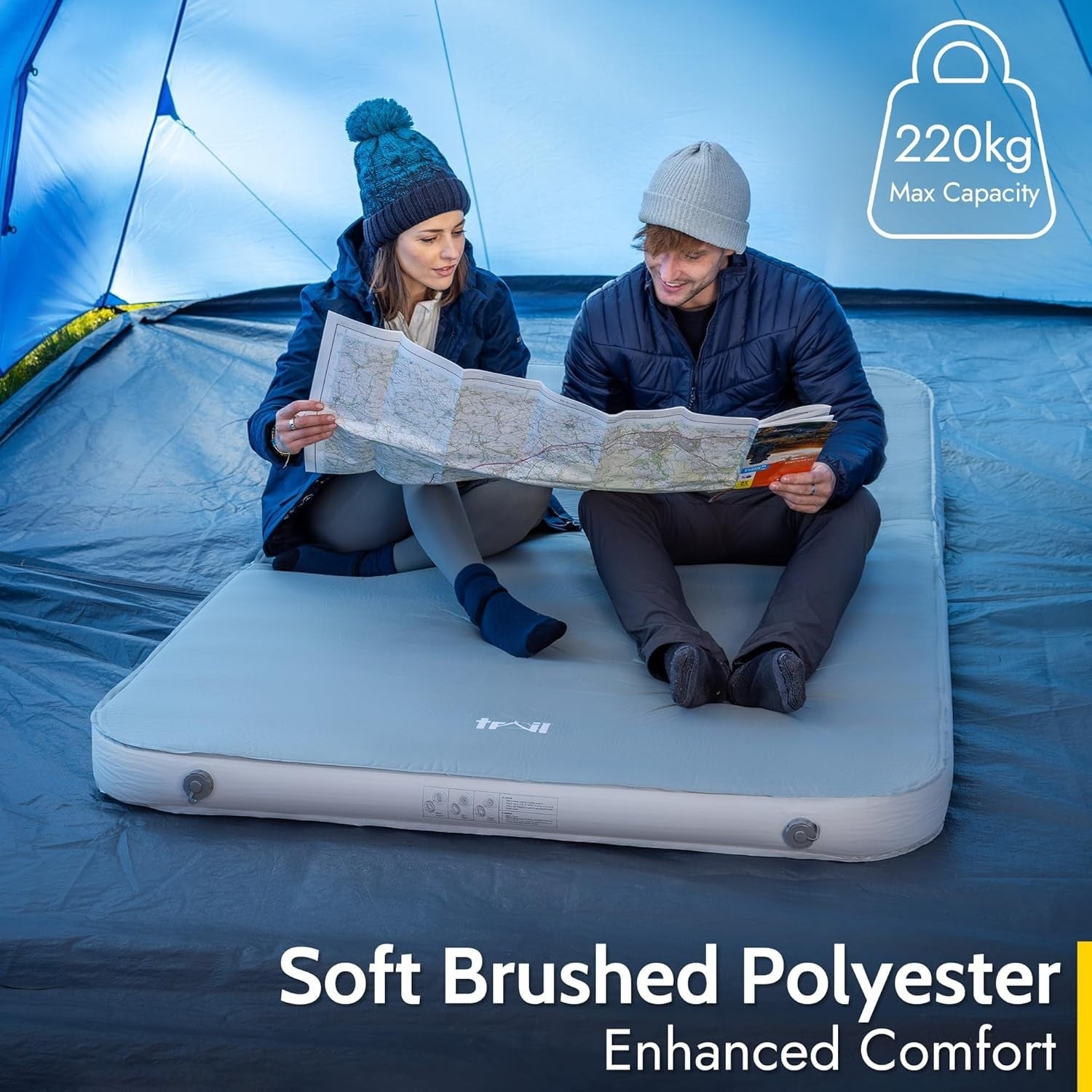 Self-Inflating Campervan Mattress Memory Foam Rock & Roll 180x115x10cm