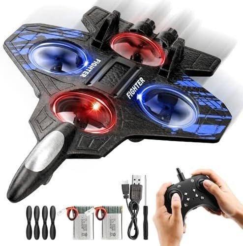 Kids Foam Airplane Drone RC Quadcopter with Auto Hover, 3D Flips & LEDs