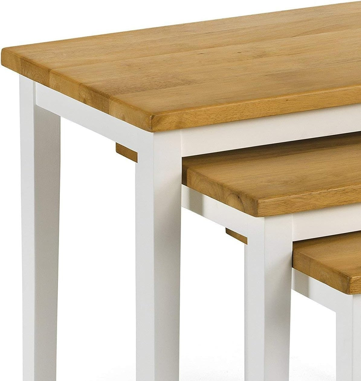 Nest of 3 End Tables Wood Modern Side Table White Light Oak Already Assembled