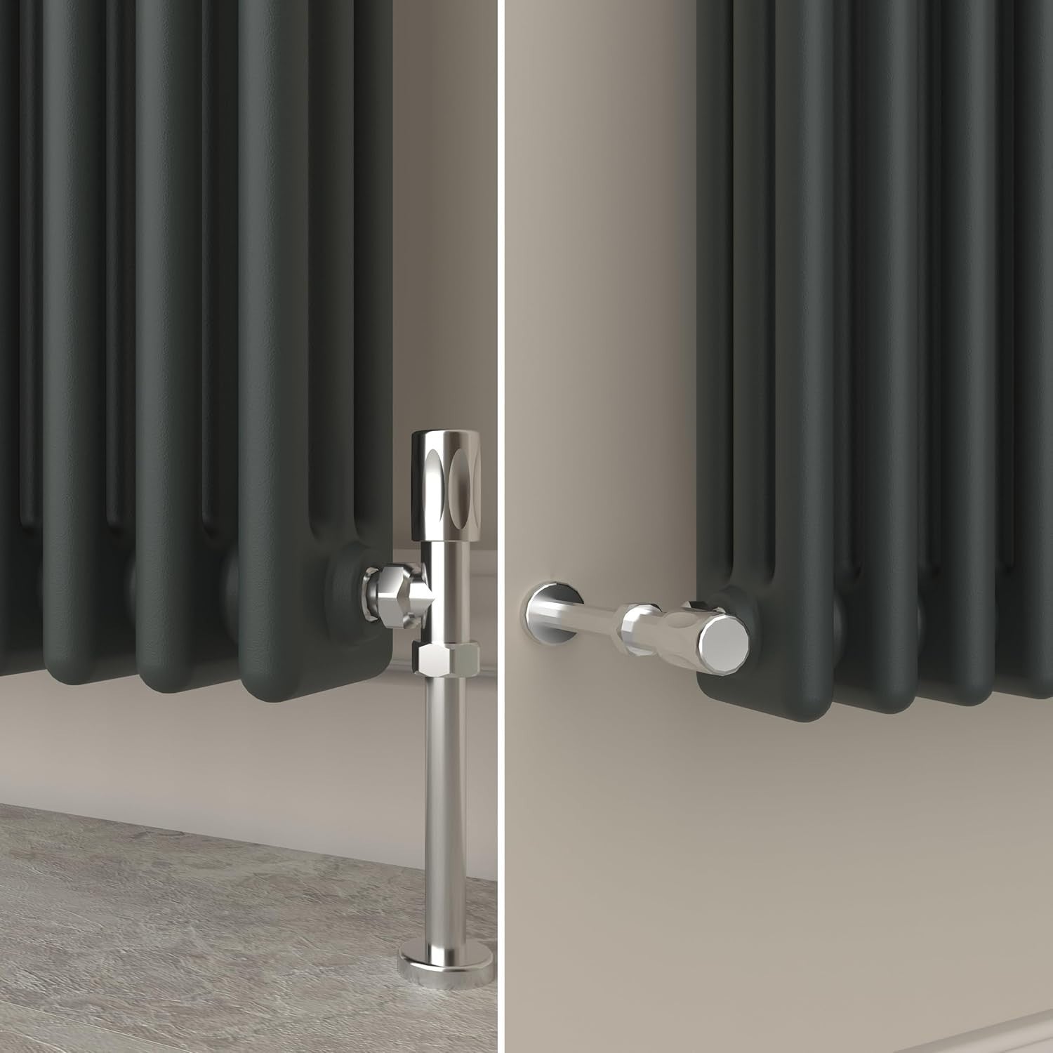 300x1190mm Anthracite 3 Column Cast Iron Style Radiator Central Heating